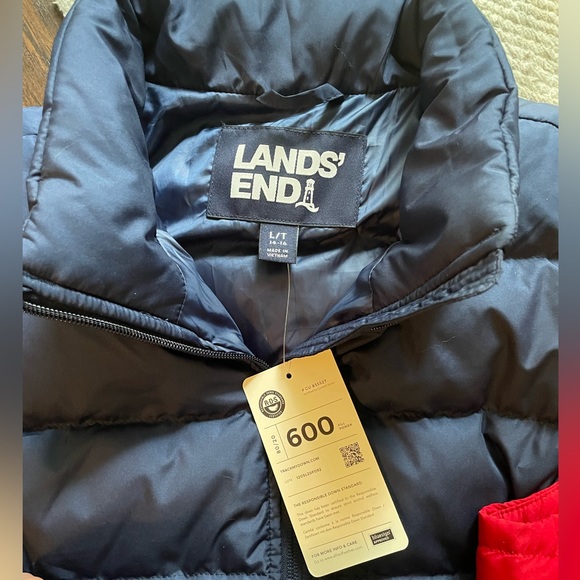 Lands End Womens Tall Down Puffer Vest, Red (size large tall) - Picture 5 of 5